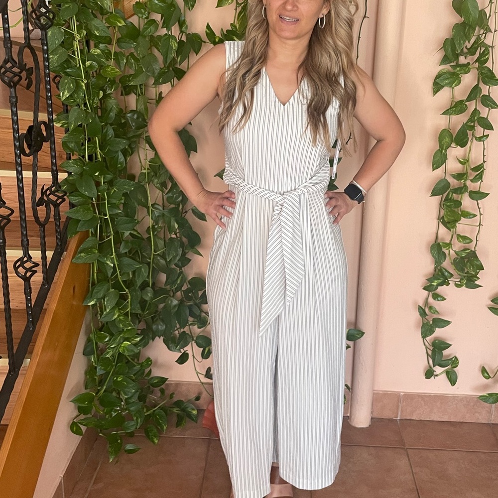 Calvin Klein White and black strip romper